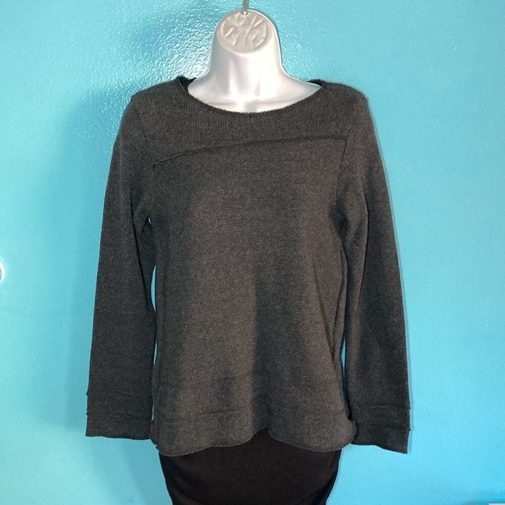 Luukaa Womens Size S Gray Knit Swing A-Line Pullover Sweater Linen & Wool
